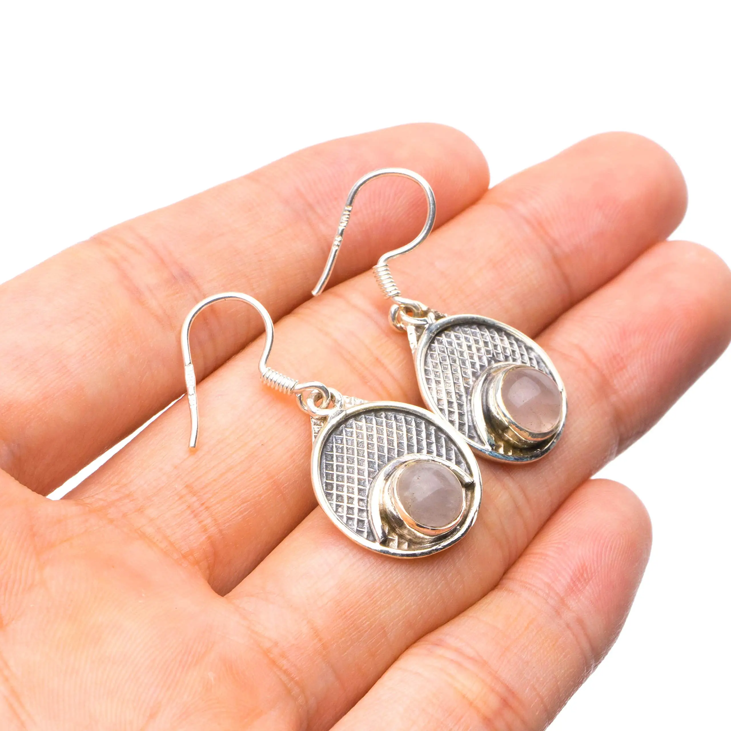 

StarGems ® Уникальные серьги ручной работы из стерлингового серебра 925 пробы с натуральным розовым кварцем, 1,25 дюйма, Y0271