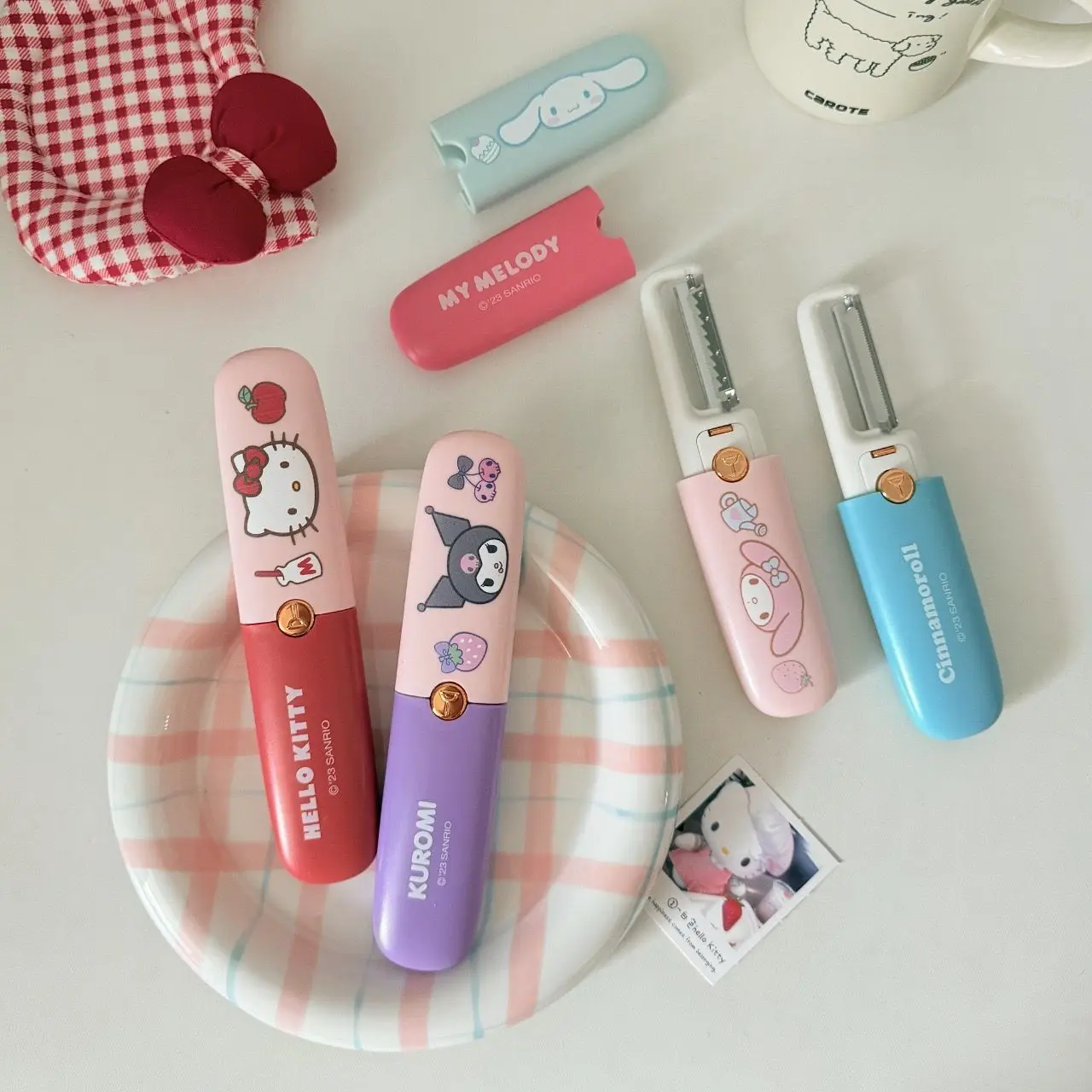 Anime Sanrio Hello Kitty Dual‑Use Stainless Steel Peeler Fruit Vegetable Skin Remover Portable Peeling Tool For Home Kitchen New