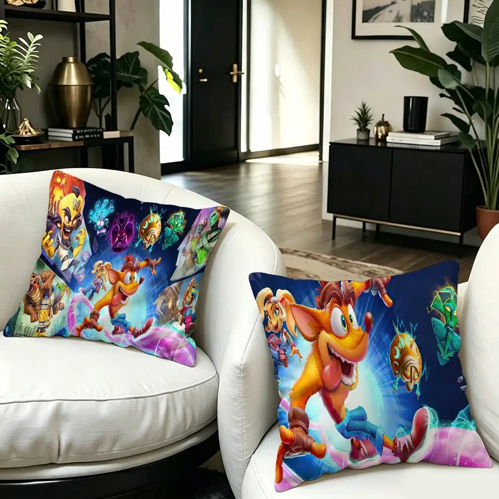 Game Crash-Bandicoot Cushion Cover Pillowcase Upholstery Sofa Throw Pillow Home Decor Pillowcas