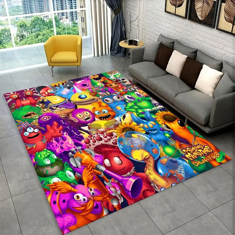 Music Game My Singing Monsters Cartoon Carpet Rug for Bedroom Living Room Sofa Playroom Doormat Home Decor,Kid Area Rug Non-slip