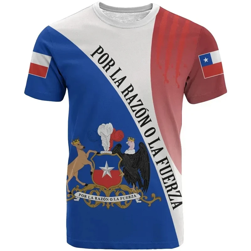 Chile National Emblem Graphic Men's T-Shirt 2024 New Fashion Streetwear Tshirts Homme Outdoor Casual Short-sleeved Tops Clothing