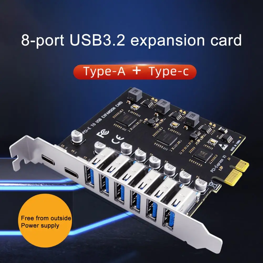 Expansion Card Converter Useful PCI-E to USB3.2 Riser Card Board 5Gbps Anti-interference Riser Card Board