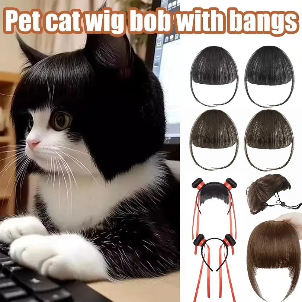 Funny Pet Headwear Fluffy Texture Pet Wig Afro Fringe Wavy Hair Dog Wig Comfortable Wear Bangs Style Cosplay Wig Dress Up
