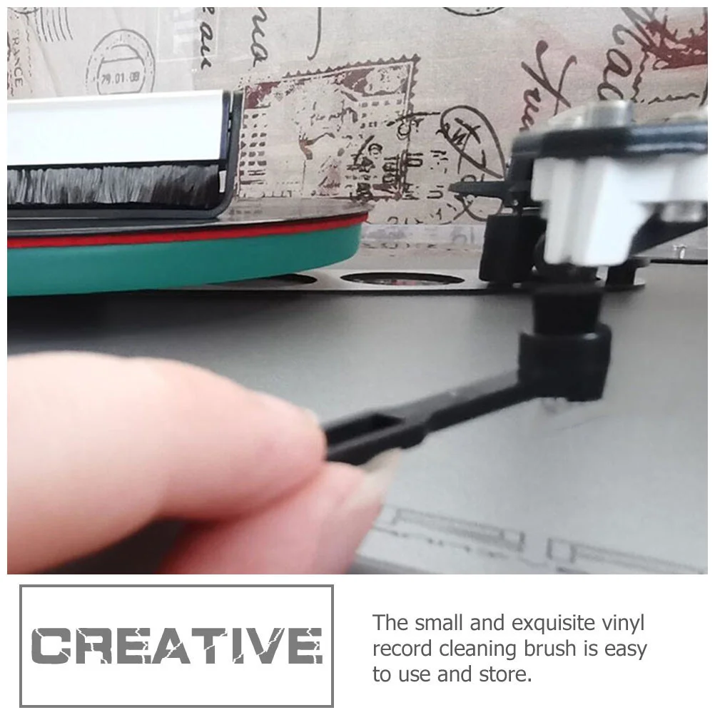 

2Pcs Vinyl Record Cleaning Brush Portable Anti-Static Dust Remover Tool Durable Carbon Fiber Phono Care Accessory