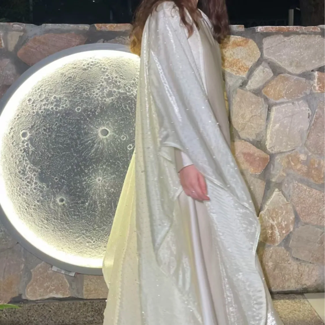 Ramadan Muslim Women Pearl Kimono Cardigan with Inner Dress 2 Piece Set Dubai Abaya Kaftan Turkey Evening Patry Gown Shiny Robe