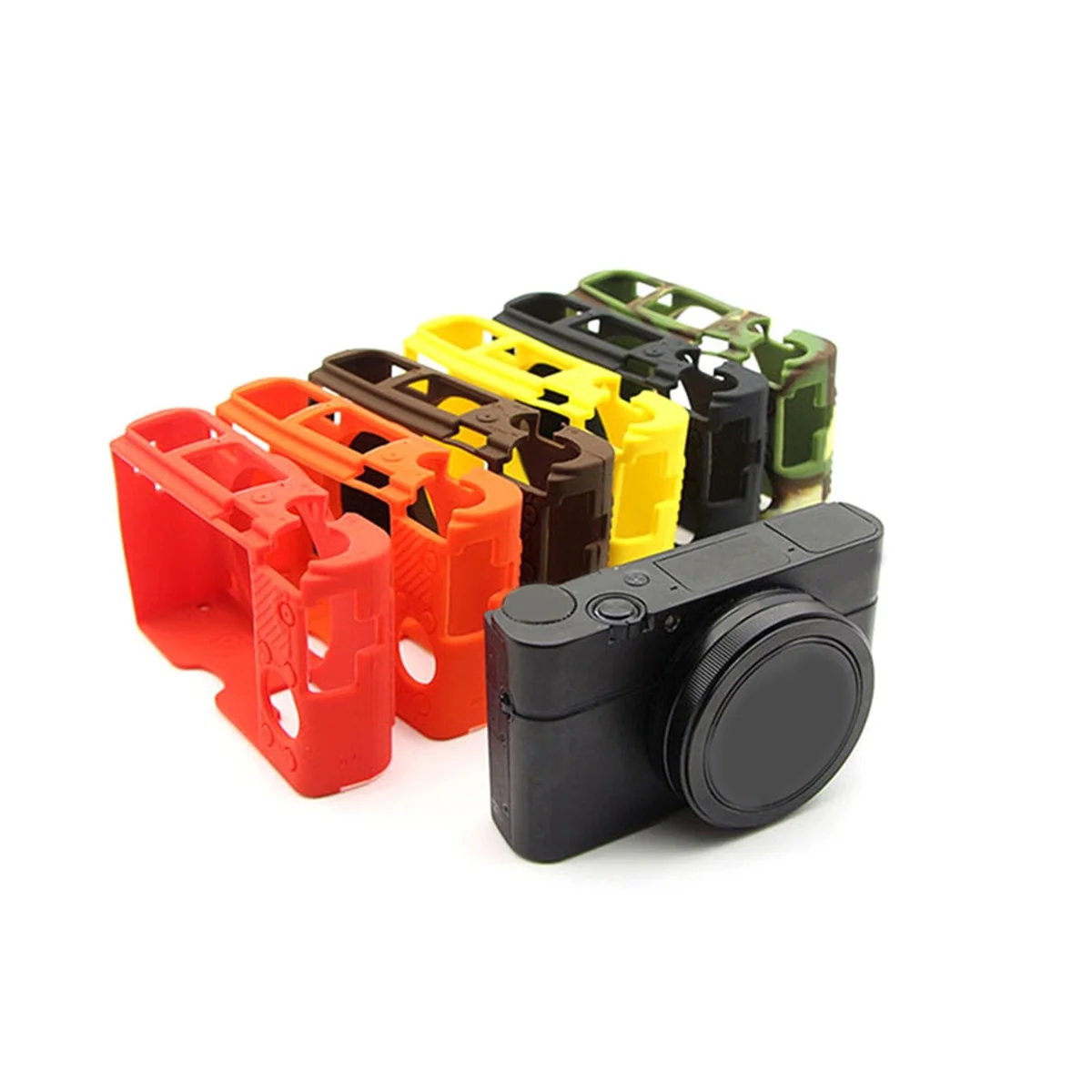 حافظة واقية من السيليكون POSV لهاتف Sony DCS-RX100 Series M3، M4، M5، M6، M7 - غطاء جلدي ناعم ومقاوم للخدش للكاميرا باللون الأسود