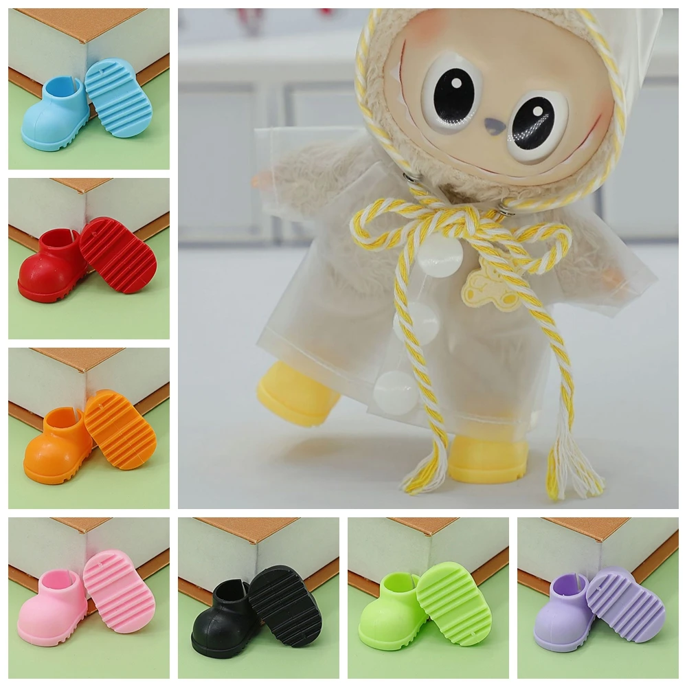 3.5X1.7CM Mini Doll'S Shoe Accessories For 17cm Ropa Labubu Idol Doll Candy Color Rain Boots  Gift Accessories
