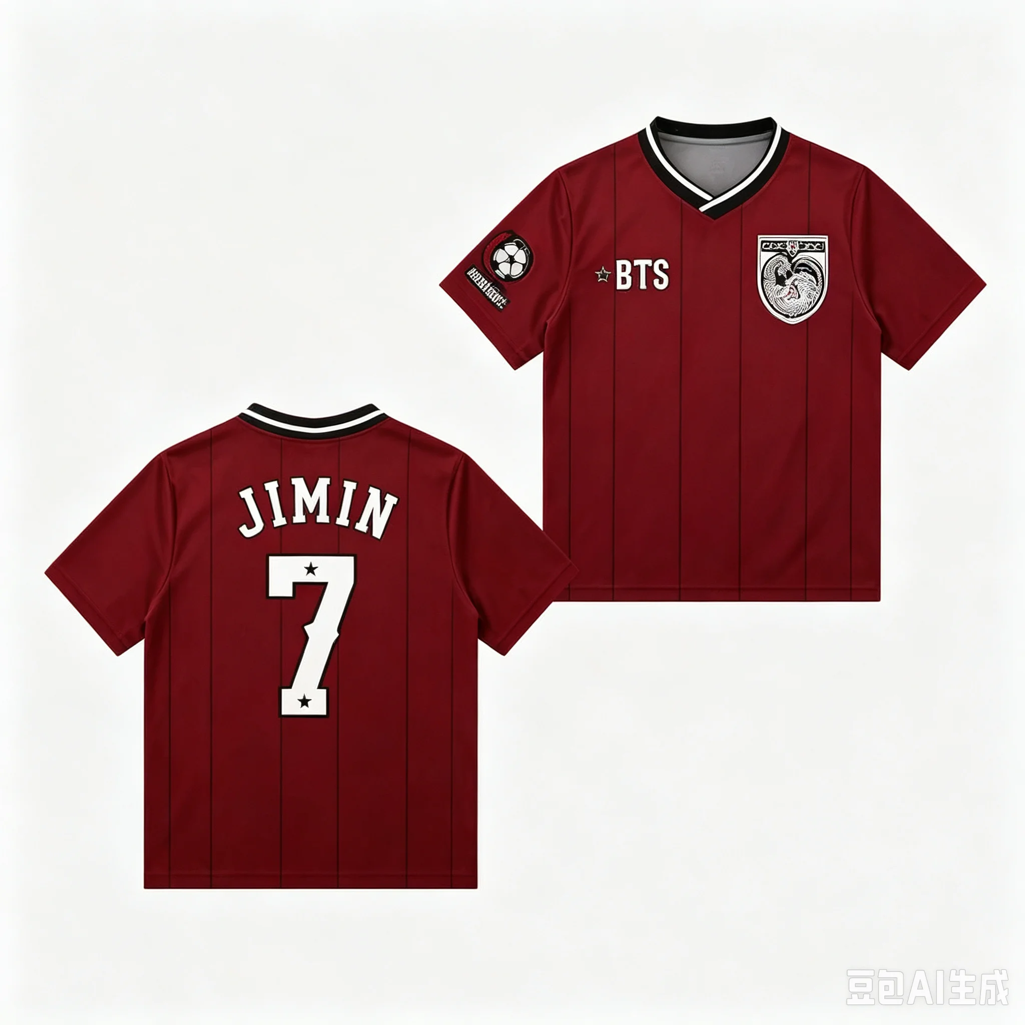 Kpop-Fan-Trikot, Nummer 7 Aufdruck, weinrotes Fußballtrikot, Familien-Matching, Polyester-Sport-T-Shirt, Kpop-Fan-Merch, lässige Streetwear – Detail 12
