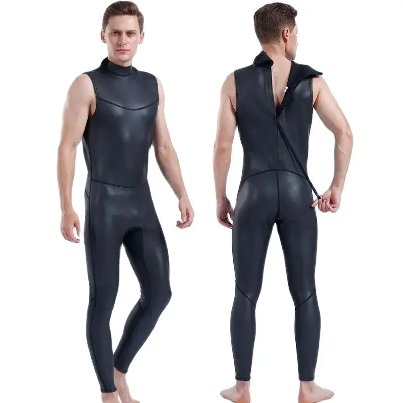 

Men's CR Leather Wetsuit, Sleeveless, Full Body Diving Suit, Scuba, Spearfishing, Surfing, Snorkeling, One Piece Suit, Summer Sw