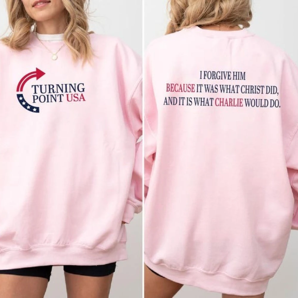 

I Forgive Him Turning Point USA Hoodie Patriotic Top Justice for Charlie Kirk Freedom Pullover Sweatshirt for Men Women Quotes