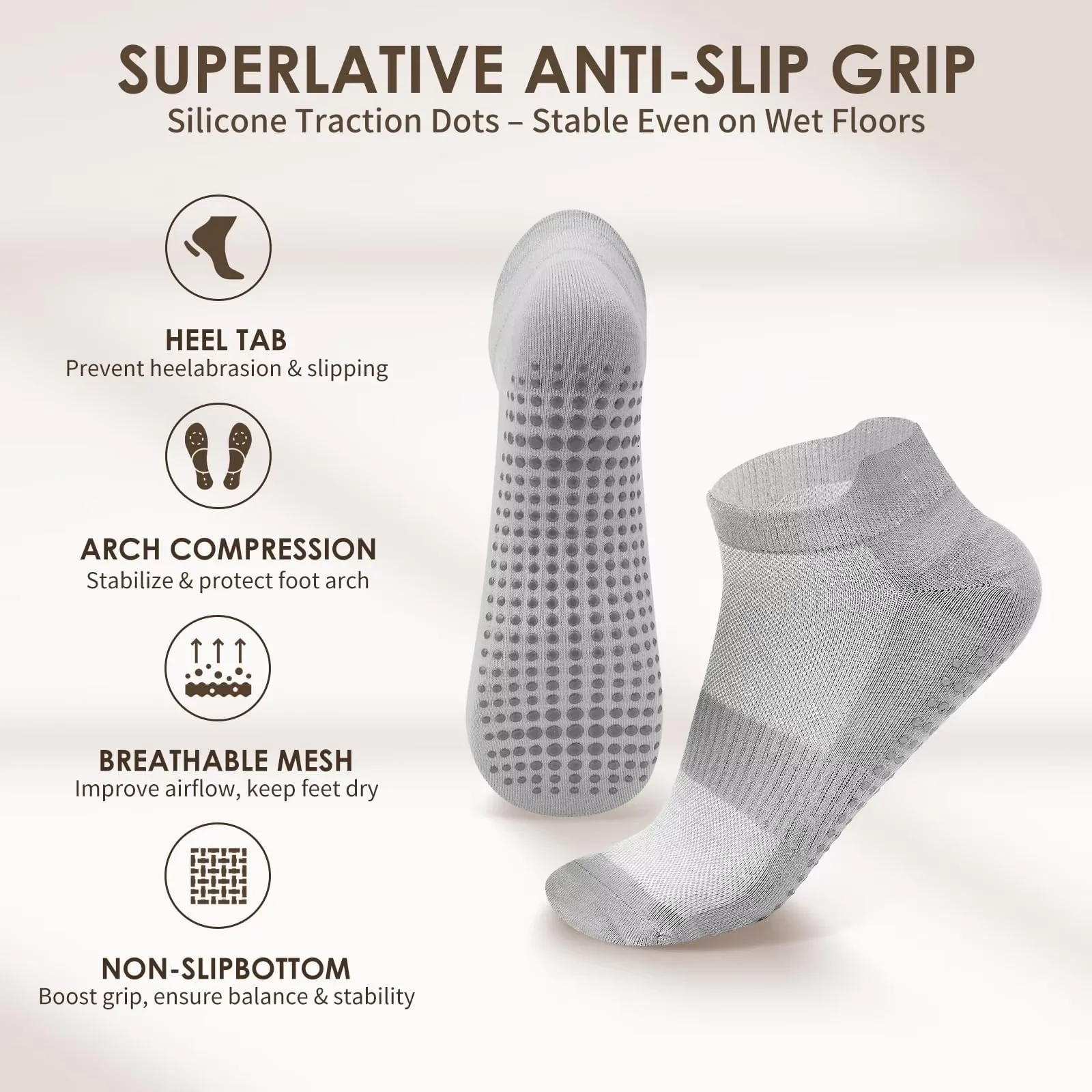 

Pilates Socks With Grips for Women Non-Slip Yoga Socks for Ballet,Pilate Gifts