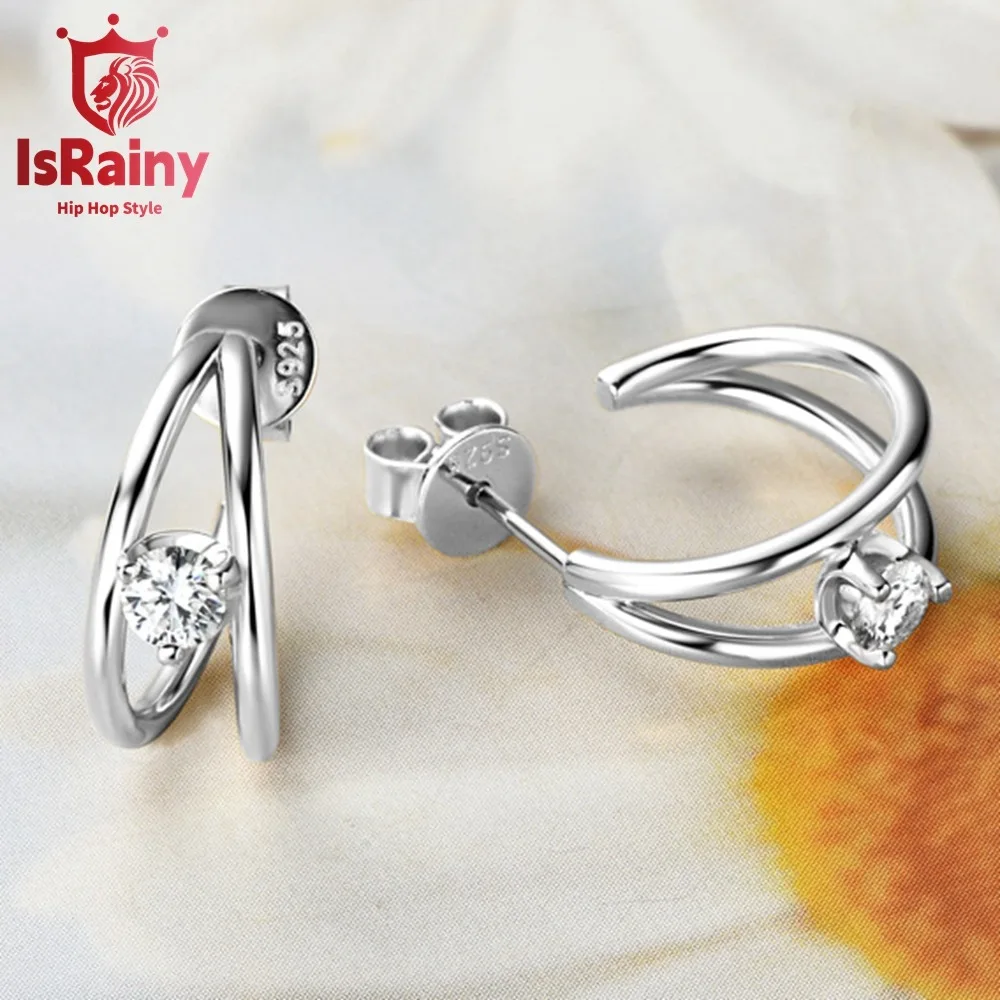 

IsRainy D Color 3.5MM Round Cut Moissanite Diamonds Stud Earrings 925 Sterling Silver For Women Anniversary Fine Jewelry Gifts
