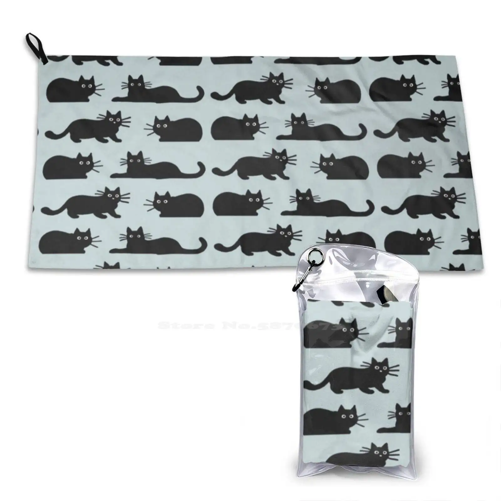 Black Cat ( S ) Sport Towels Outdoor Hiking Cycling Swimming Funky Whiskers Feline Pets Animals Kitty Black Cats Funny Cat Cute