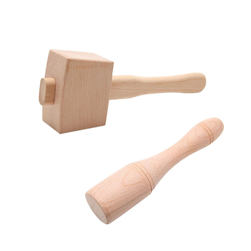 2pc Beech Wooden Leather Bar Hammer Woods Mallet Different Hammer Tools For Leather Wood Caring Mallets for Working With Wood