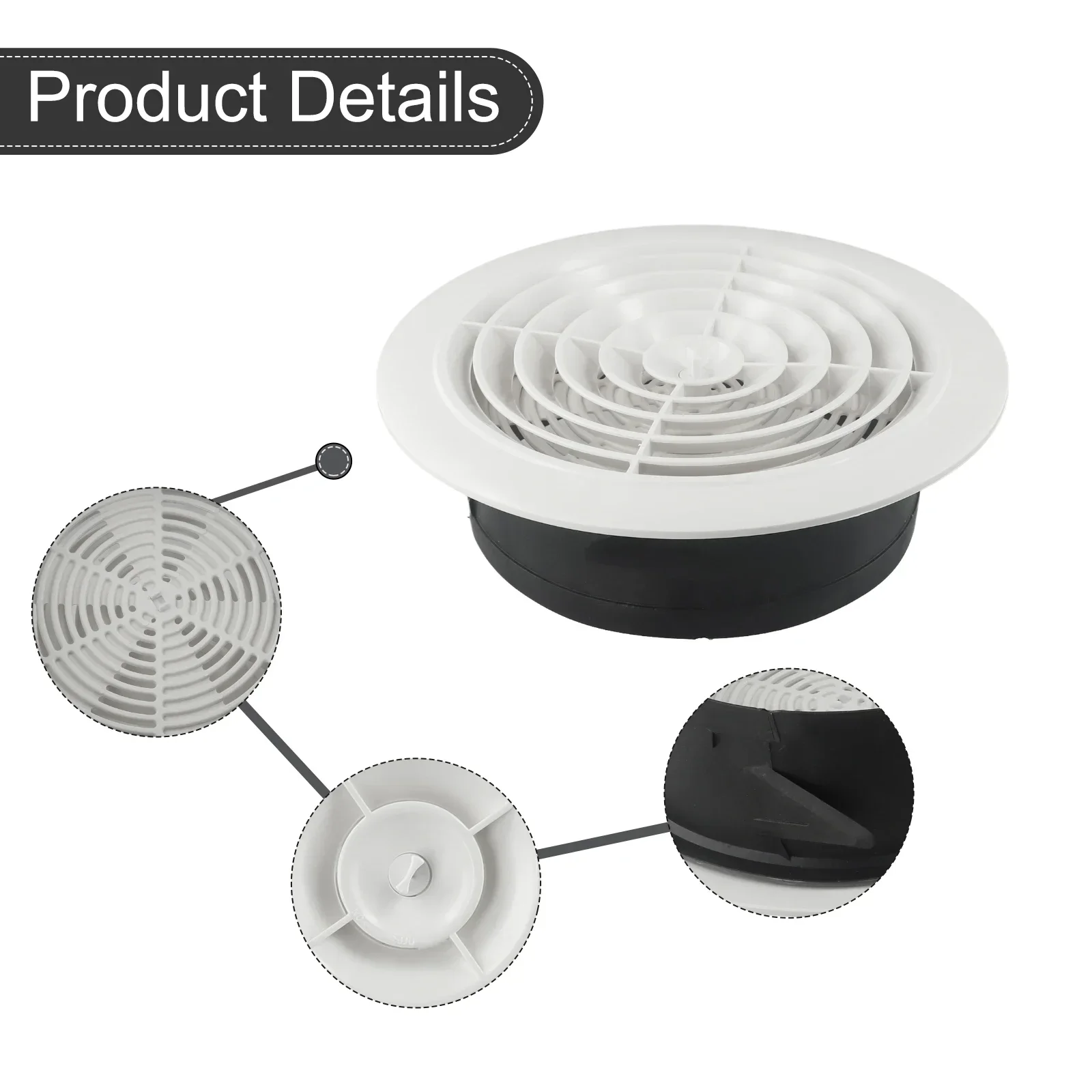 75-200mm Round Adjustable Wall Interior Vent ABS Ventilation Grille Vent Cover Home Exterior Wall Ducting Ventilation Tool