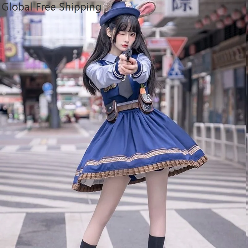 

New Animal Rabbit Police Officer Role-playing Costume Halloween Party Costume Adult Disguise Cartoon Rabbit Lolita Fantasy Set