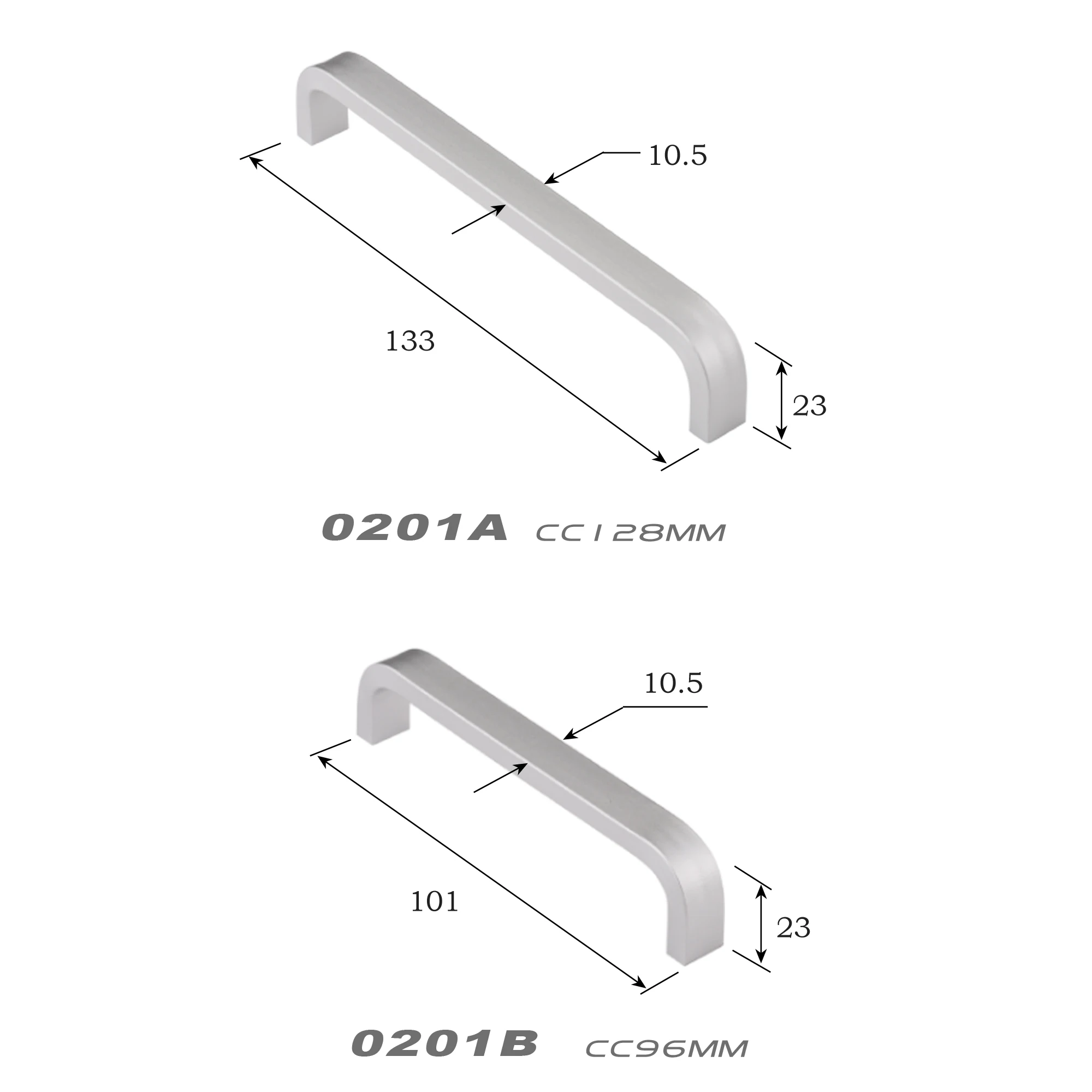 Contemporary Style CC 96 128mm Solid Aluminium Wardrobe Kitchen Cabinet etc Furniture Drawer or Door Handles