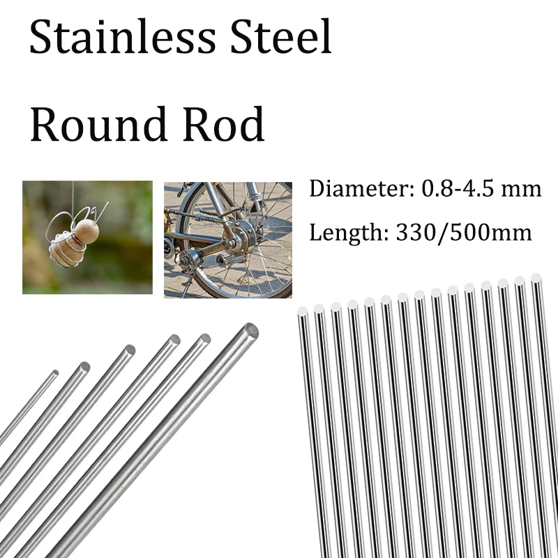 5pcs 330mm 500mm Length 304 Stainles Steel Round Rod  Solids Round Shaft Rod Bars for DIY  Model