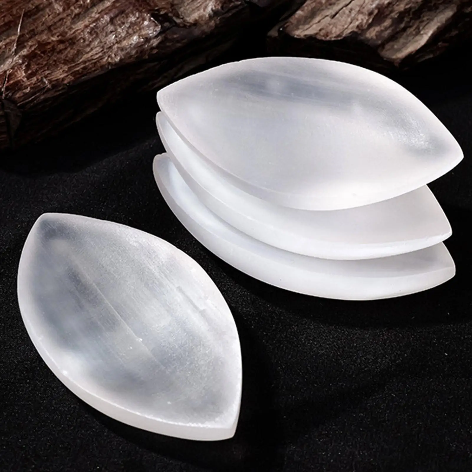 1pc Natural Selenite  Demagnetizing Bowl Crystal Raw Stone Purification Home Decorative Plate Ornament Holiday Gifts