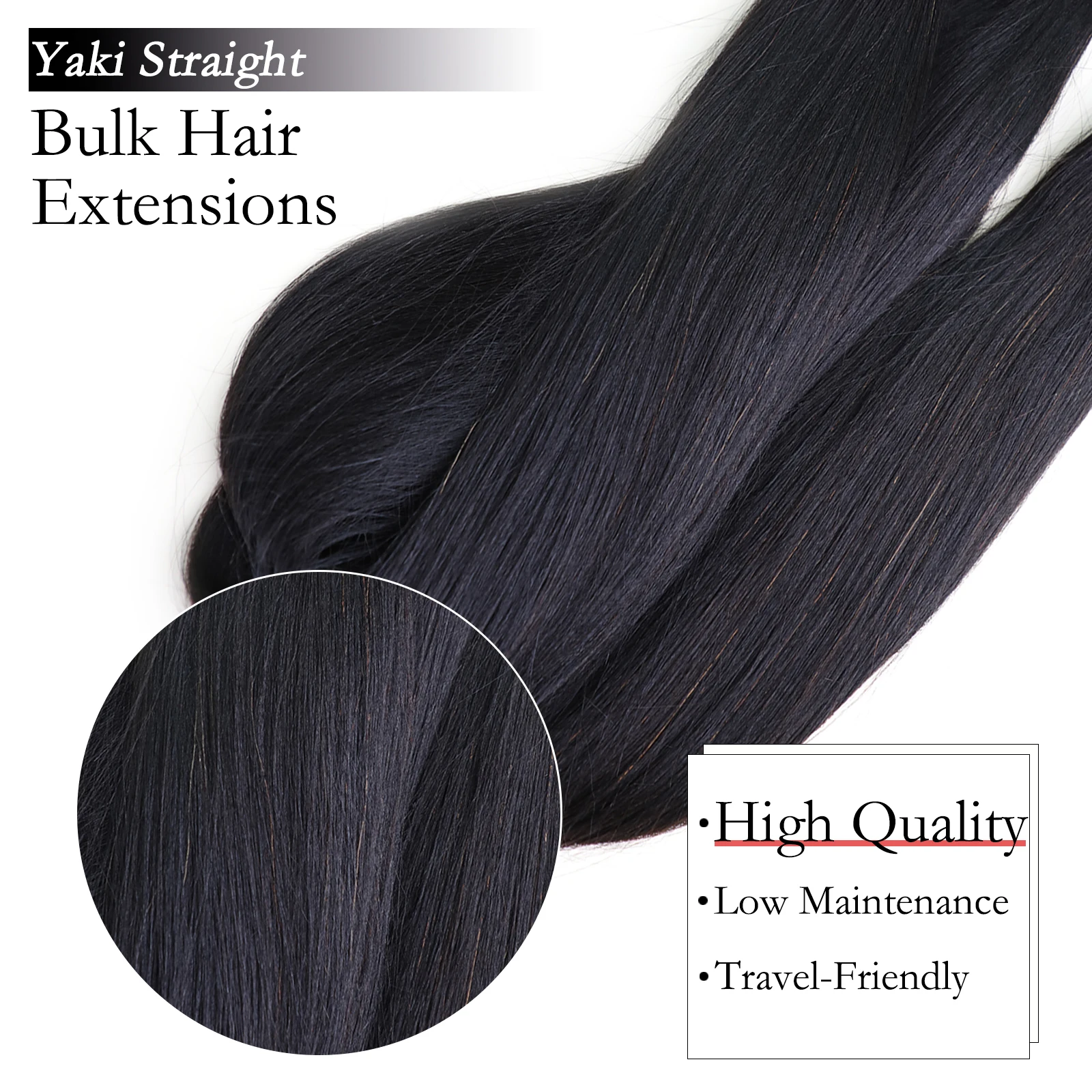 Extensions de Cheveux Humains Crépus Lisses, Sans Trame pour Tresses, 30 Pouces, Vierges, Noirs Naturels, Brésiliens, 100% en Vrac