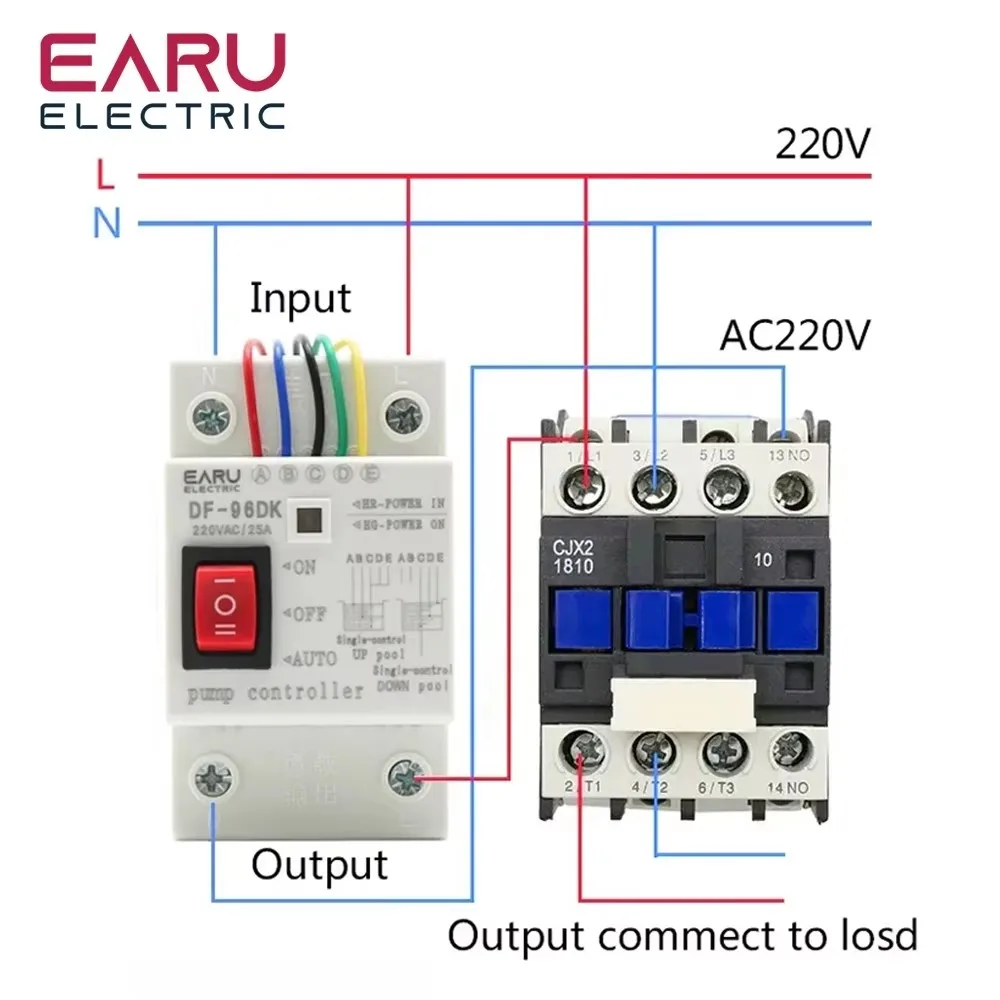 DF-96D DF-96DK Water Level Controller Switch 20A 220V Water Tank Liquid Level Detection Sensor Water Pump Controller 2M Wires