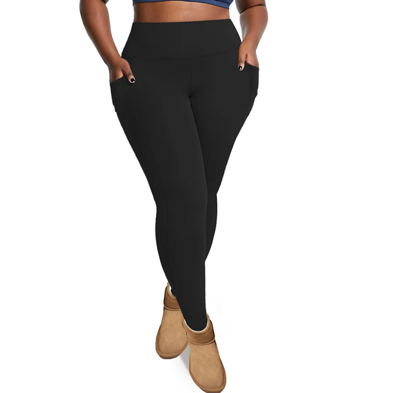 VITALINOVO Plus Size Fleece Lined Leggings with Pockets for Women High Waist Winter Tummy Control Thermal Warm Yoga Pants