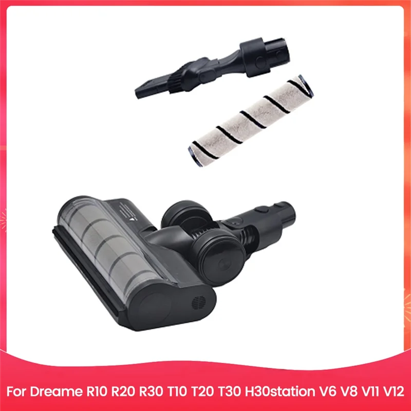 Escova de chão elétrica a vácuo para dreame r10 r20 r30 v11 v12 peças de reposição cabeça de escova de rolo macio com led l