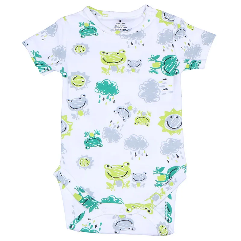 

Baby Girl Boy Bodysuit Soft Cotton Romper Baby Short Sleeve Romper Toddler Cute Frog Printed Jumpsuit Baby Summer Clothes 1 Year