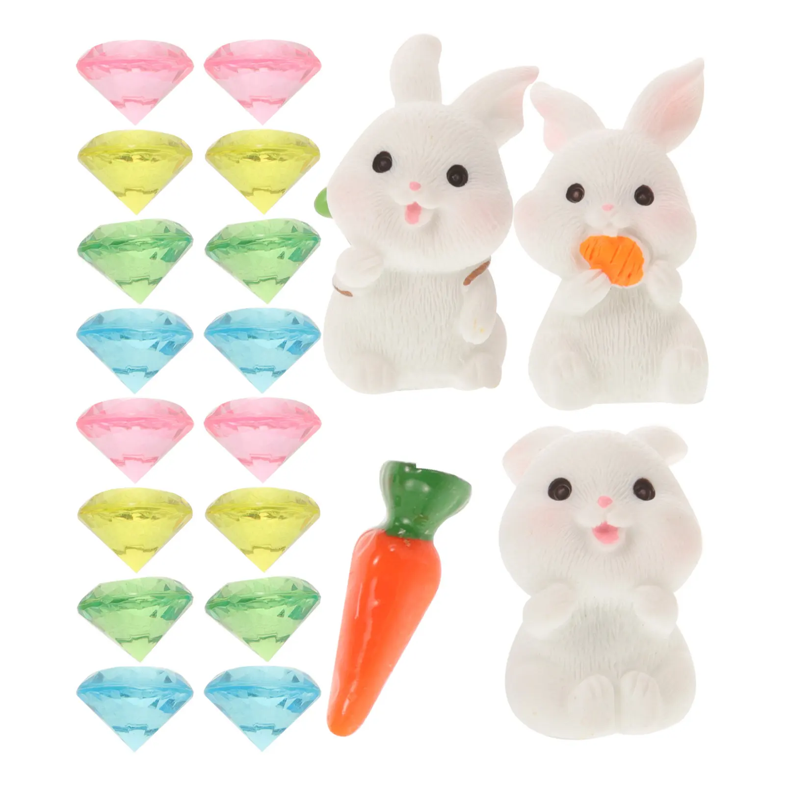 Mini Rabbit Vase Filler Set Resin Plastic Diamond Accent Decor for Flower Arrangements Easter Table Patio