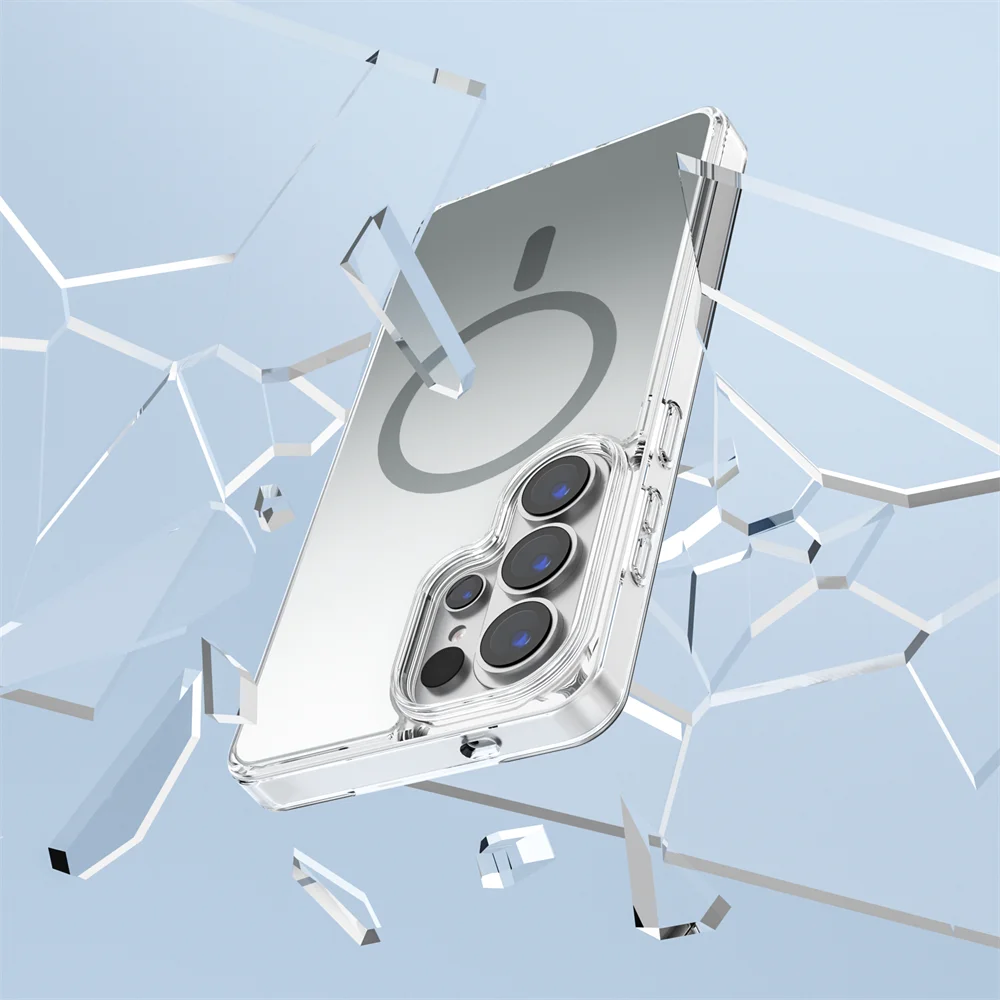 حافظة مغناطيسية لامعة متدرجة لهاتف سامسونج جالاكسي S26 Ultra S25 Edge S24 Plus S25FE لغطاء ممتص الصدمات للشحن اللاسلكي Magsafe