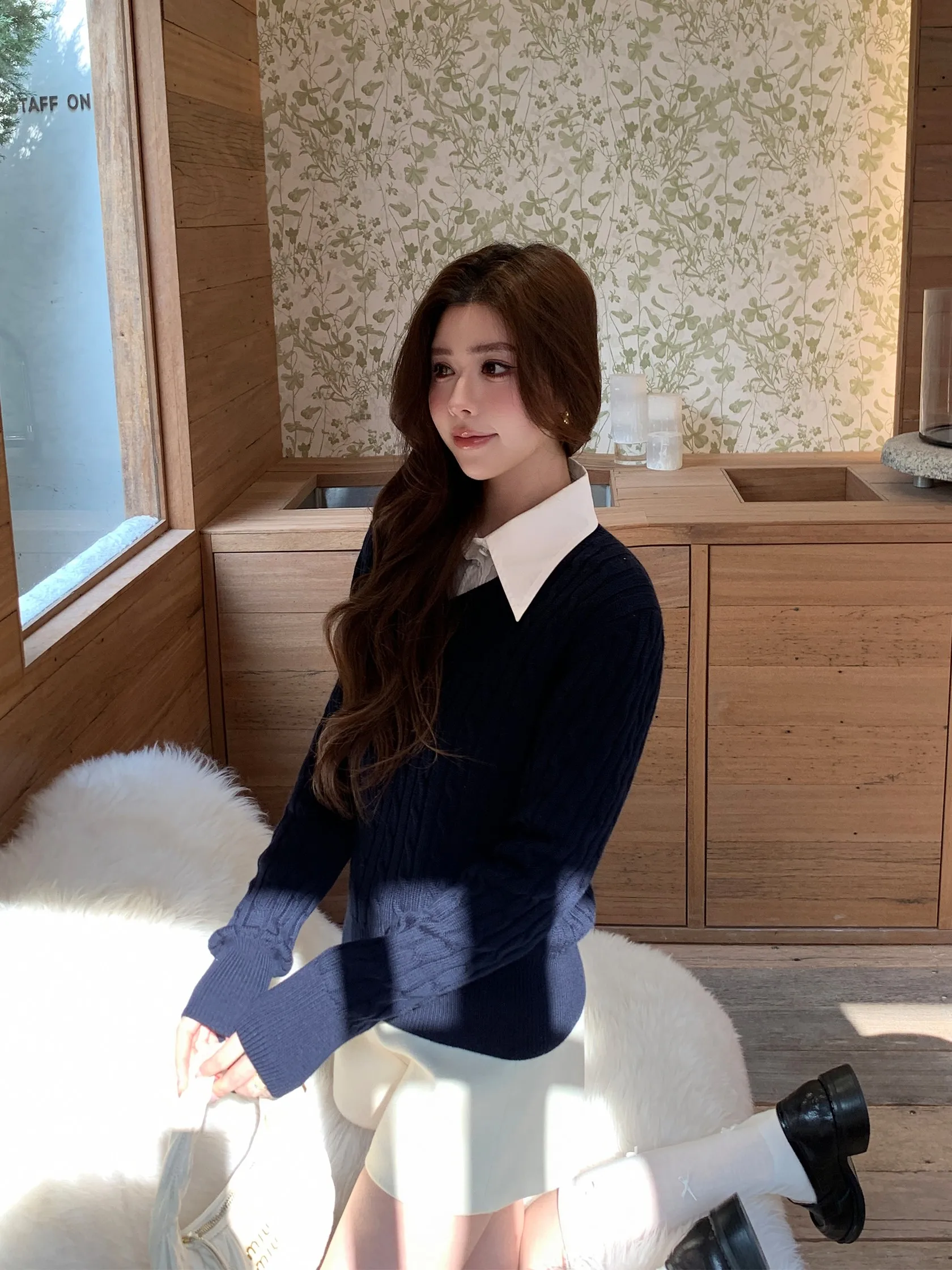 

ORG Yangzi 75 Micron Woolen Knitted Sweater V-ne Tassel Twist Patterned Top Soft Warm Long Sve Women's Faion