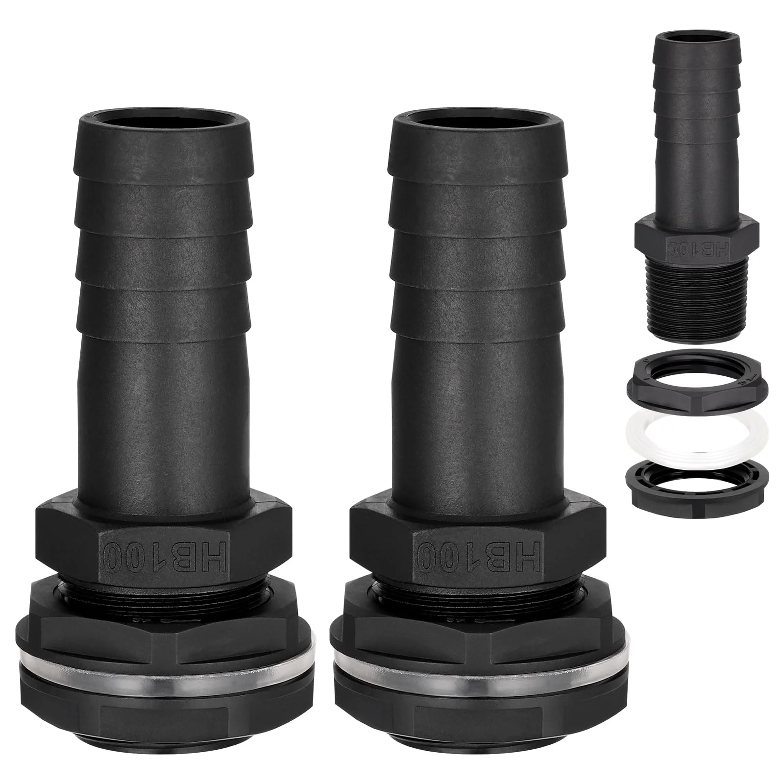 1PC Rain Barrel Overflow Connector 25mm Barbed Pipe Fitting | Fits 1 Inch BSP Thread | Includes Leak-Proof Nut and Washer Set