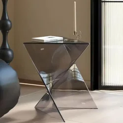 Irregular Clear Acrylic Side Table Modern Living Room Transparent Sofa Table Geometric Minimalist Acrylic Coffee Table