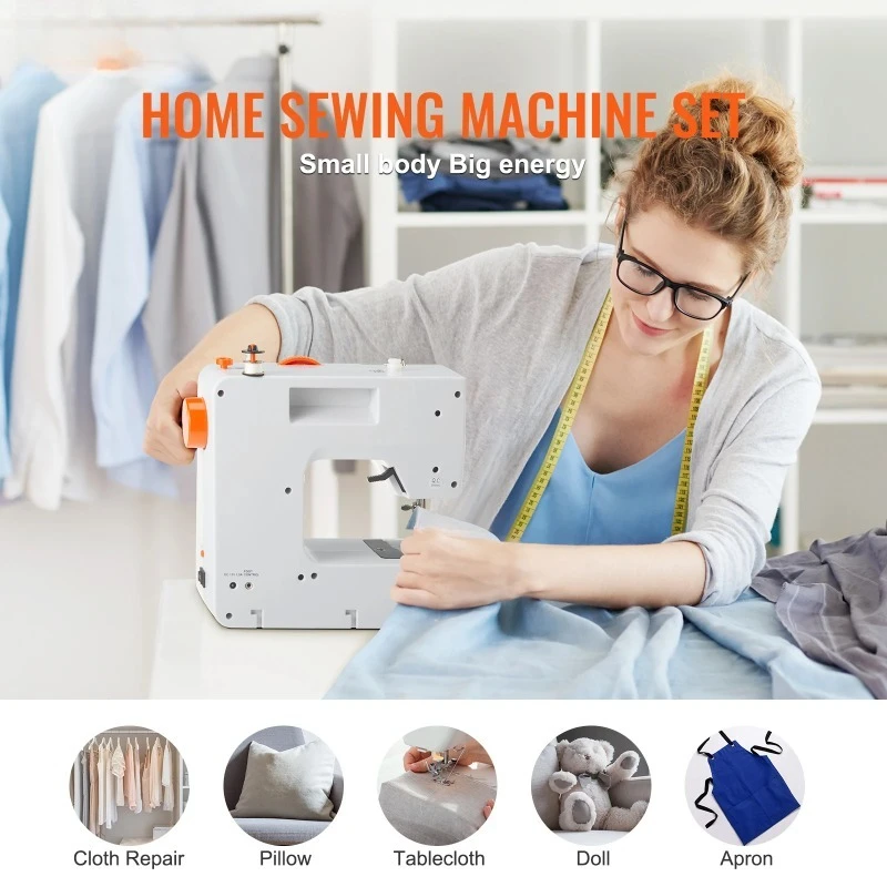 Sewing Machine Portable Dual Speed Home DIY 38 Built-in Stitches&Reverse Sewing Pedal Extension Table 42pcs Accessories