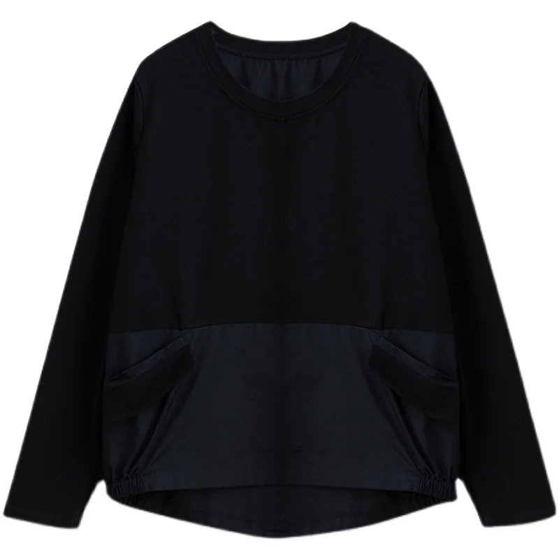 T-shirt lunga allentata da donna taglie forti T-shirt rotonda Ne Autunno Boting irt Artistico Sle T-shirt casual in cotone