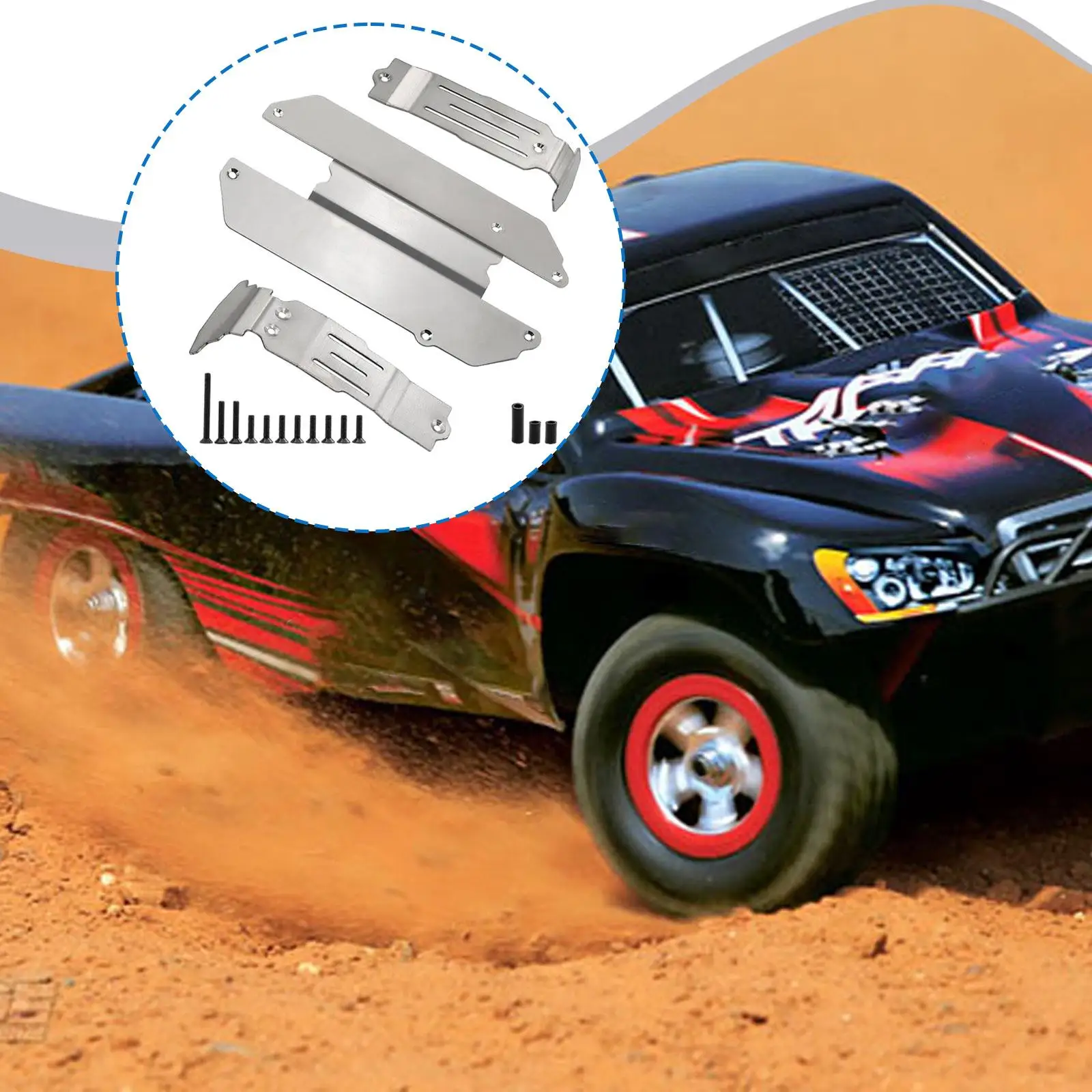 3Pcs Underbody Guard Shield Set Bolt on 108164-1 for Mini 1: 16 RC Crawler Replace Parts Sturdy , for Rugged Terrain