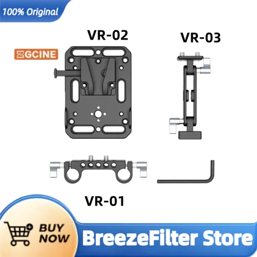 Imagen 1 del producto ZGCINE VR-01 VR-02 VR-03 VR-05 Placa de batería de montaje en V/abrazadera de varilla Adaptador de placa de batería con bloqueo en V con protección de bloqueo automático