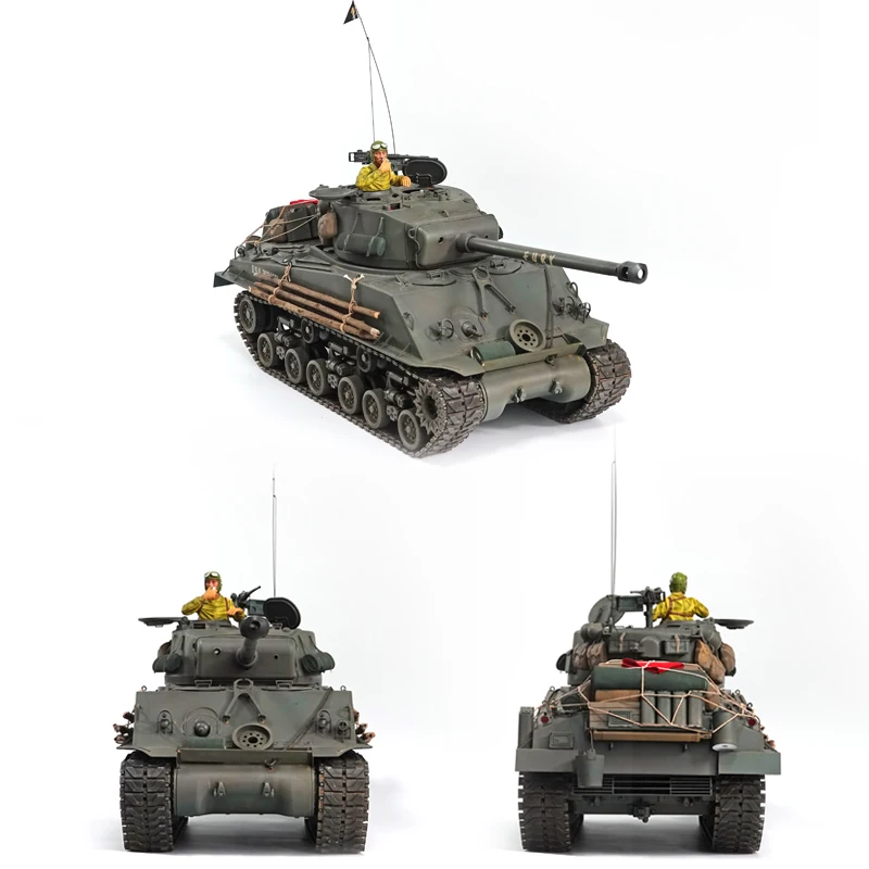 RC Metal Tank HOOBEN 1/10 Control remoto M4A3E8 tanque RTR tanques modelo Fury Sherman juguetes para niños