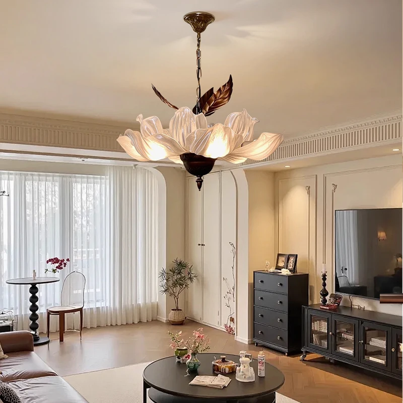 

Французское украшение дома, подвесные светильники, ретро акриловая светодиодная лампа, скандинавская спальня, гостиная, столовая, потолочная люстра