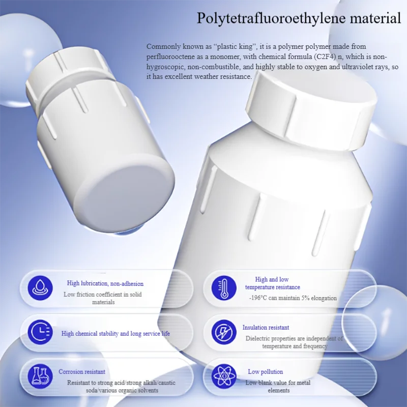 Bouteilles de réactifs en polytétrafluoroéthylène, grandes boces, boces larges, bouteilles d'échantillon avec PTFE résistant aux hautes températures