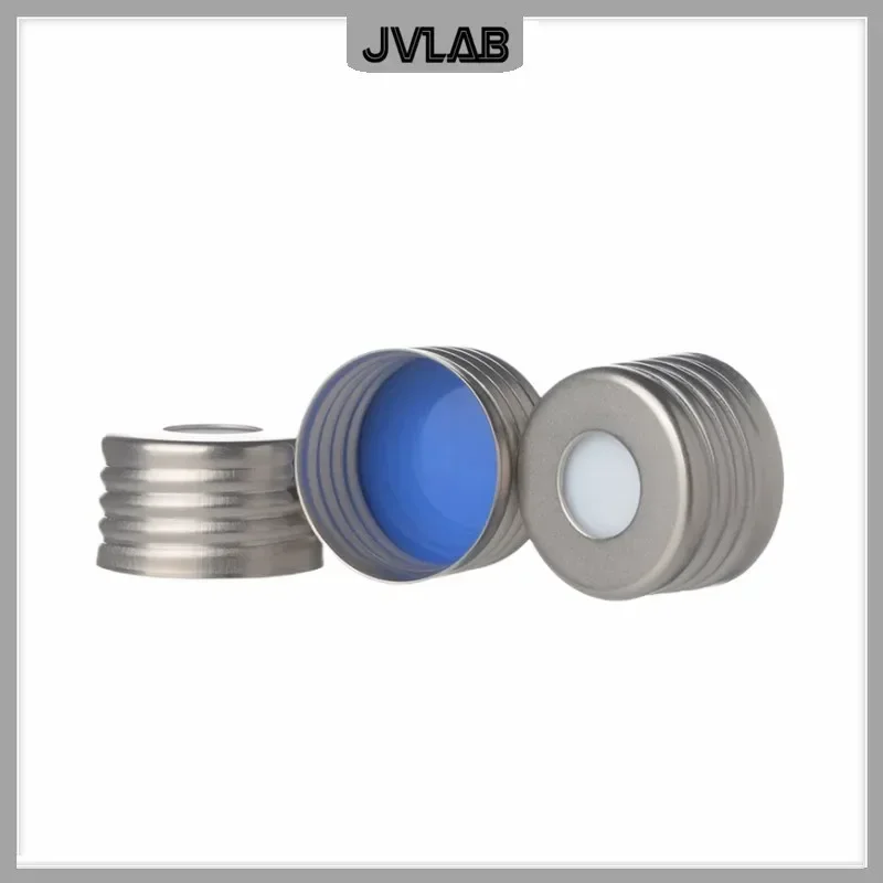 Screw Cap, Headspace, Steel, Magnetic Cap, PTFE/Silicone Septa (Top White, Bottom Blue) 18 mm, 100/pk. Cap Size: 18 mm 5188-2759