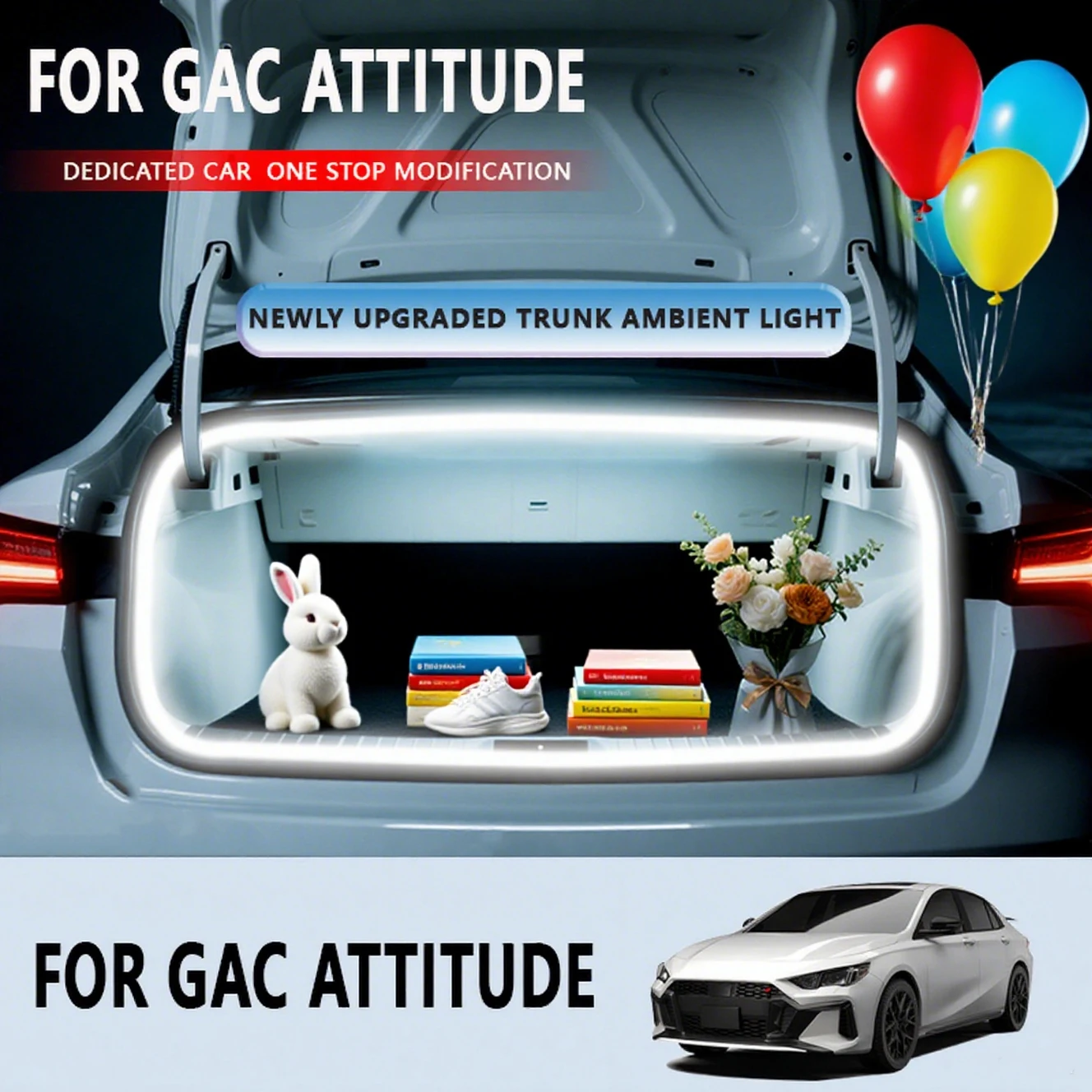 

FOR GAC ATTITUDE Rear Trunk LED Light Bar Strips Trunk Interior Decorative Lamp Strip Luggage Atmosphere Light