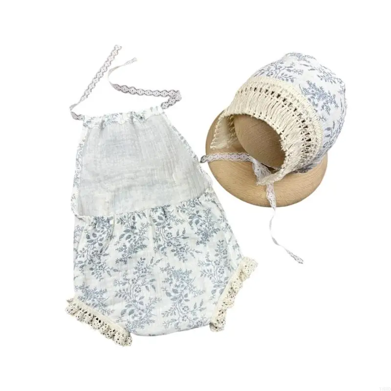 Y88D ملابس الطفل التقطت الصور قبعة الدانتيل رومبير الزي الوليد طفل التصوير الدعائم زي الملابس إمدادات الرضع