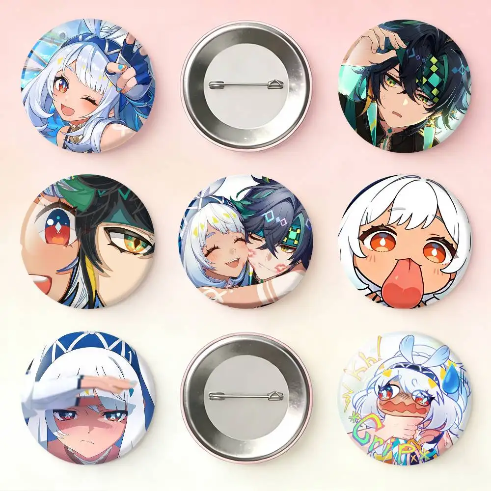 

G-Genshin I-Impact K-Kinich M-Mualani Laser Badge Applicable For Backpack Clothes Hats Decor Creative Accessories