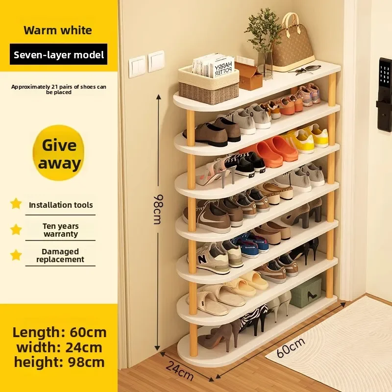 Multi-functional Household GoodsShoe Rack Home Door New Solid Wood Space E****mical Layered Baffle Simple Shoe Cabinet