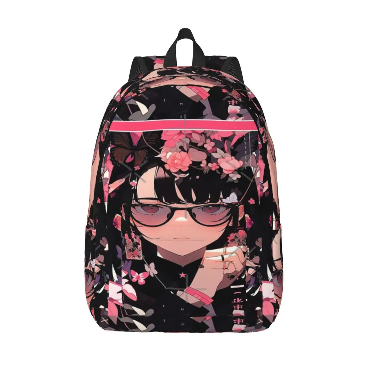 

Aesthetic Anime Girl Pink Black Quality Aesthetic Anime Design Premium Simple and Stylish Backpack Canvas Backpack Bags