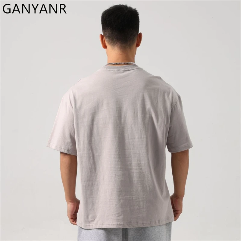 GANYANR Men's Running T-shirt Summer Golf Wear Active Fitness Short Sleeve Bodybuilding Gym Quick Dry Training Sportswear Tee