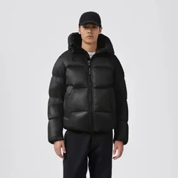 Cana * a go * se cor sólida à prova de vento colheita puffer jaqueta unisex inverno grosso estilo curto 90% branco ganso para baixo jaqueta dos homens outerwear