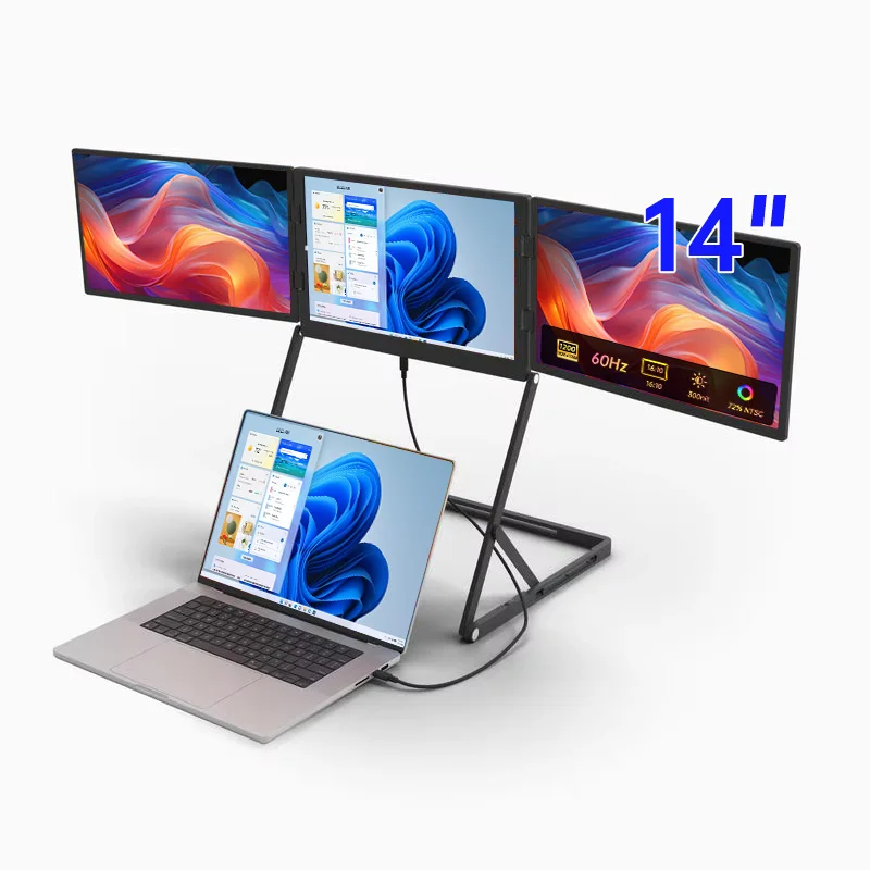 14 Inch IPS 1200P 60Hz 16:10 Gaming Type C HDR Portable , Built-in Speaker Laptop Quad Display 10ms Response Time