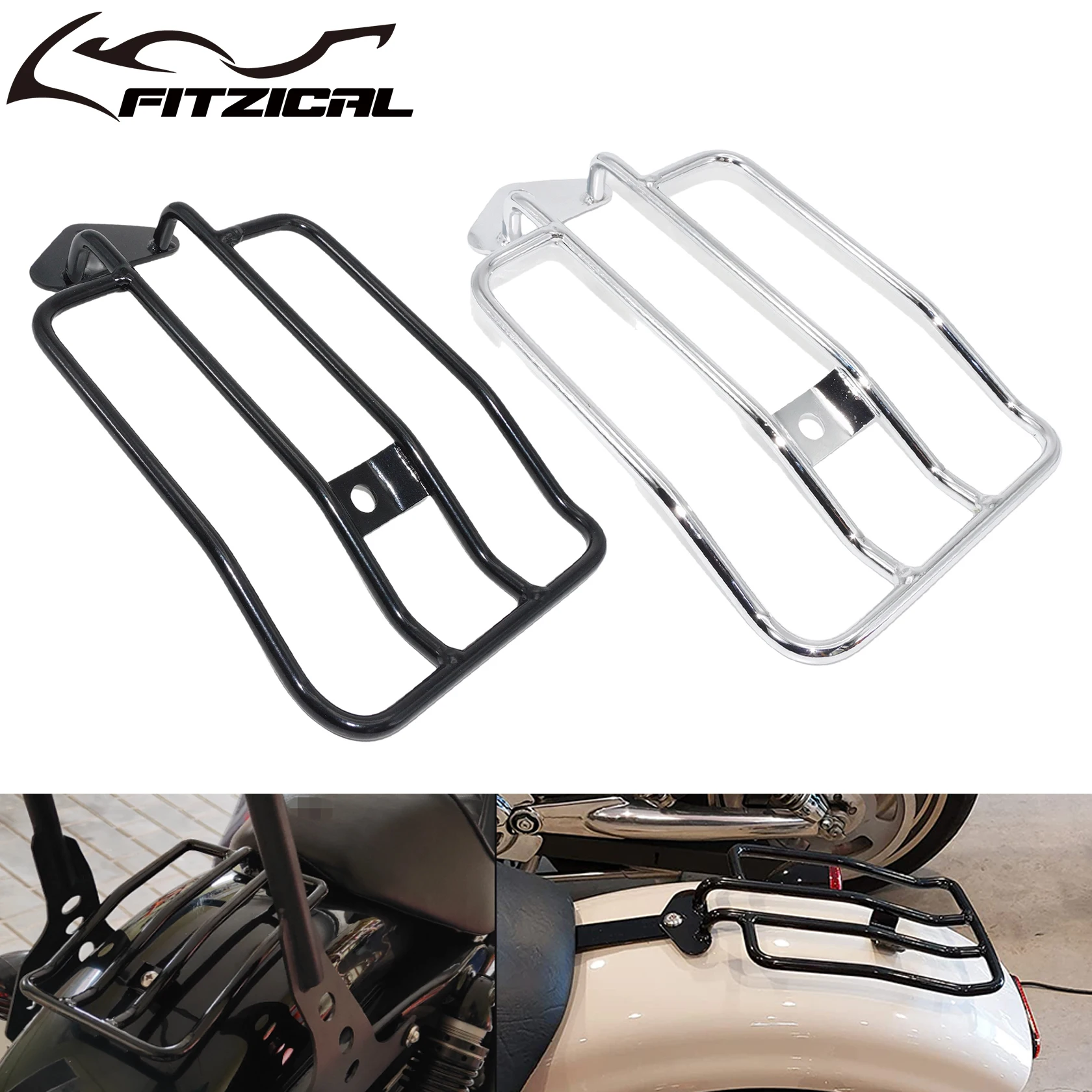 Motorcycle Steel Rear Solo Seat Luggage Rack Support Shelf Black/Chrome For Harley Sportster XL Iron 1200 883 48 Low 2004-2022 